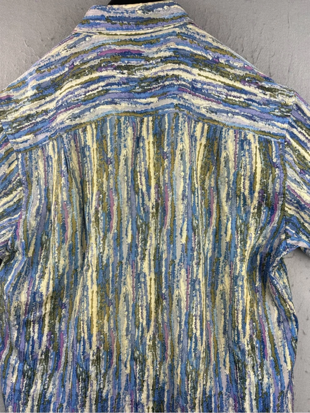 Jhane Barnes Multicolor Blue Striped Short-Sleeve Button Shirt - Picture 3 of 9